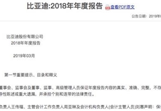 财报，比亚迪，比亚迪2018财报,比亚迪2018年销量