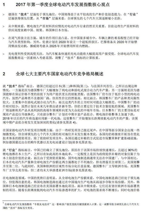 全球电动汽车发展指数 2017年第一季度