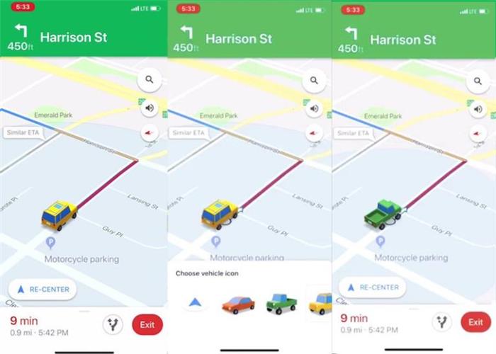 黑科技，前瞻技术，谷歌地图升级车辆图标,谷歌地图升级导航图标,谷歌地图新增车辆图标
