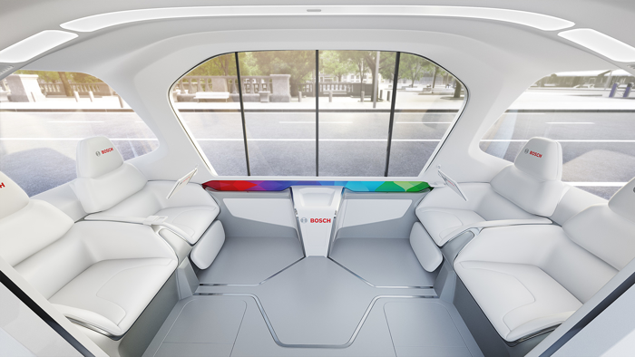 Debut of Bosch's new concept shuttle at CES 2019 in Las Vegas