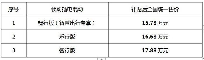 补贴后售价15.78万起,领动插电混动为幸福生活加码