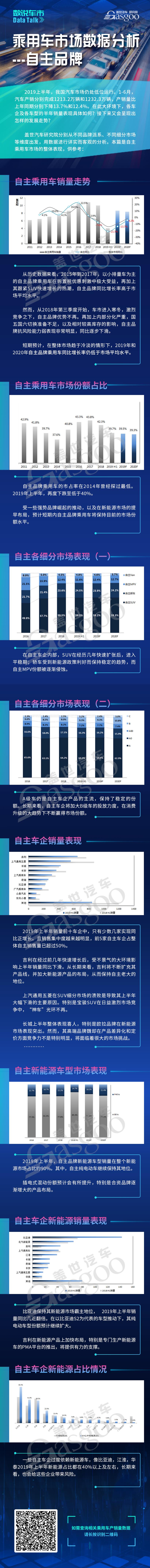 2019上半年自主乘用车市场数据分析 市占率低于40%