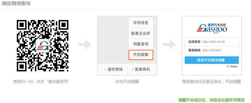 绑定盖世服务号 接收项目动态提醒