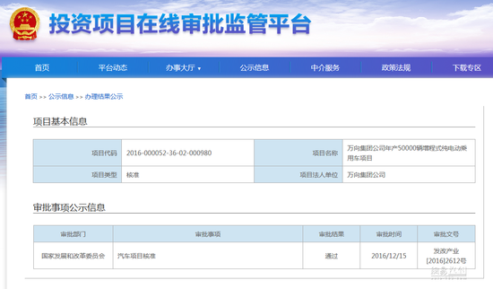 第六张新能源牌照花落“万向”   将年产5万辆增程式纯电动乘用车