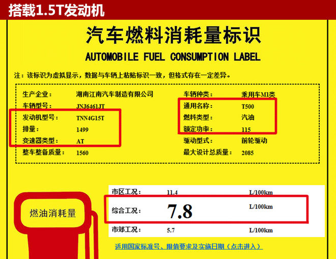 众泰T500动力参数,中型SUV