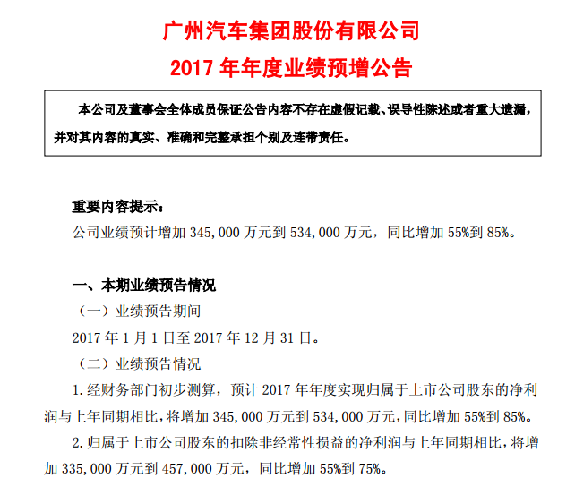 自主合资双发力 广汽集团2017年净利或超100亿