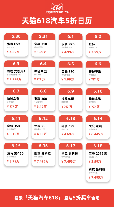 天猫618五折卖车