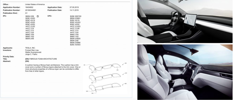特斯拉提交“纤维泡沫结构”专利 让座椅和内饰生产更高效/更环保