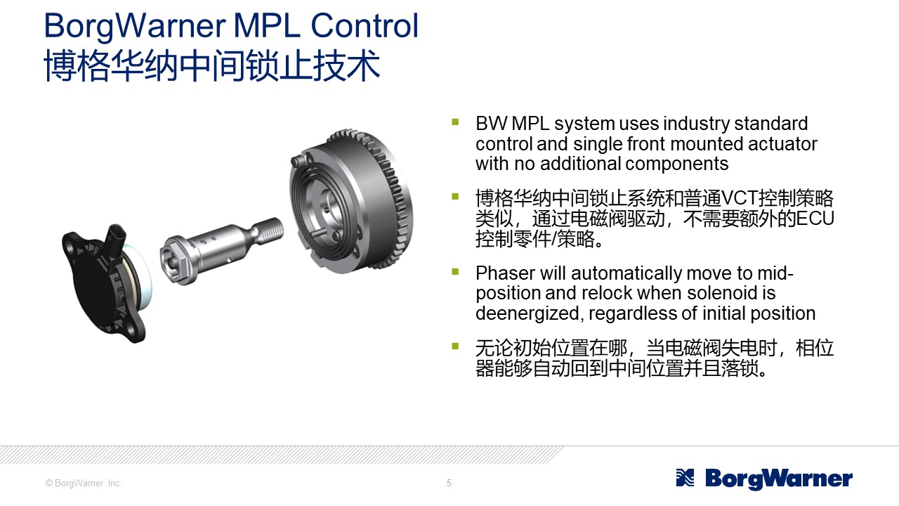 博格华纳相位器中间锁止技术