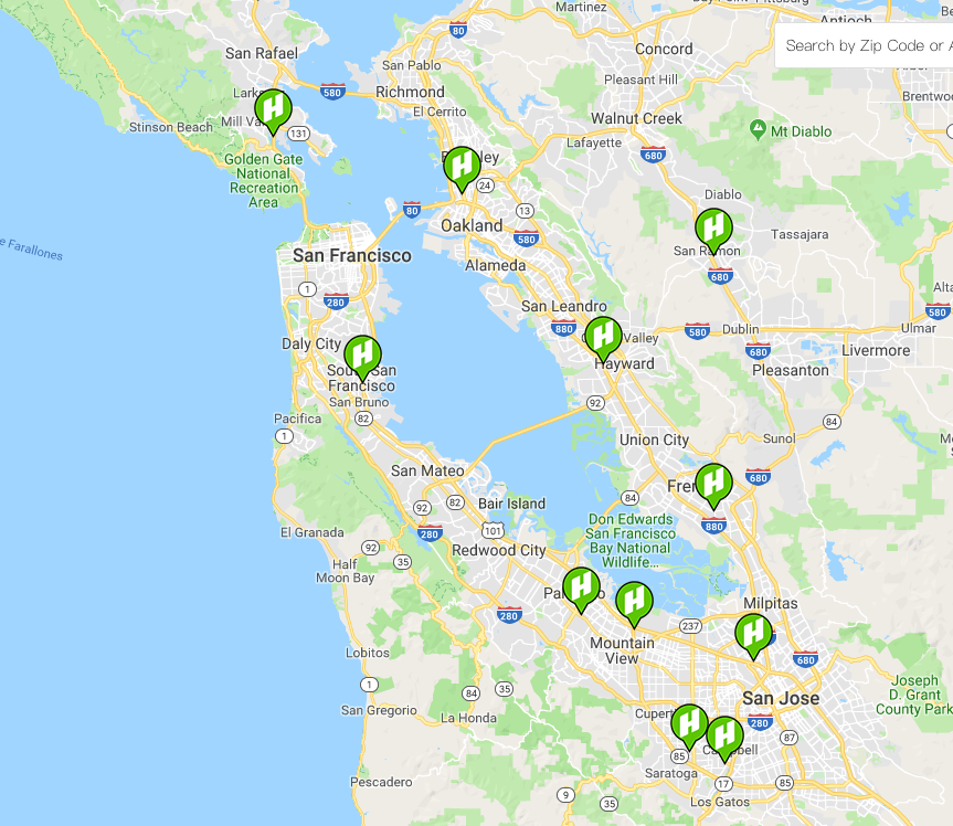 旧金山湾区level 3快充站分布