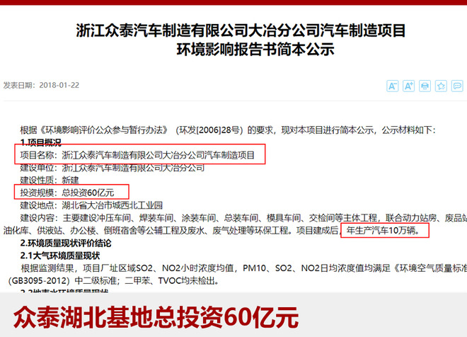 投资建厂,众泰湖北基地，众泰产能