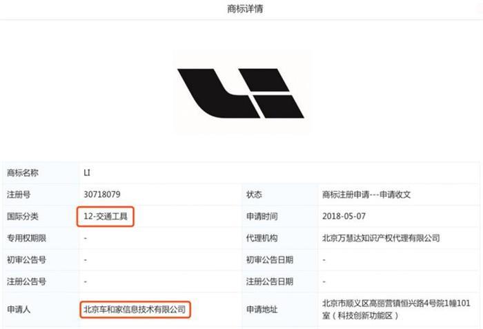 车和家商标注册信息曝光