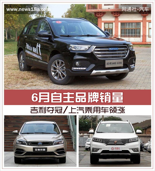 自主品牌，销量，6月自主品牌销量