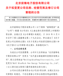 北汽新能源上市前奏,SST前锋更名为北汽蓝谷