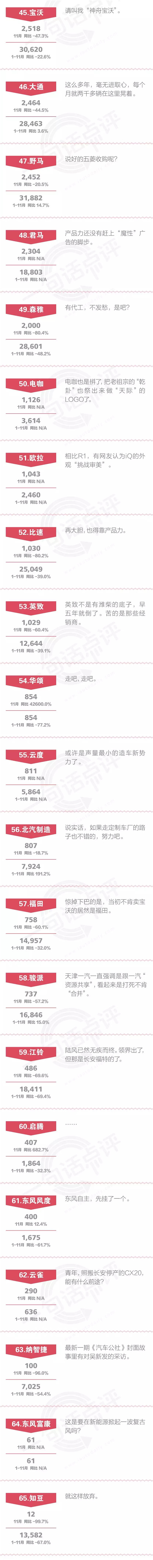 一句话点评11月份自主品牌：灰犀牛出没注意