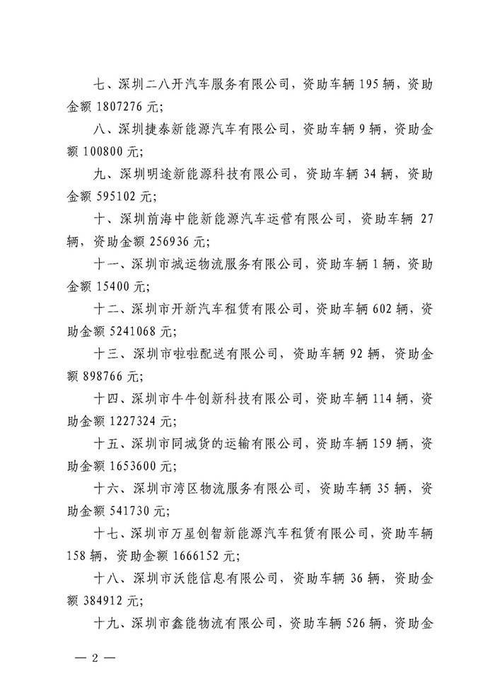 深圳公布2019年度纯电动物流配送车辆运营资助结果