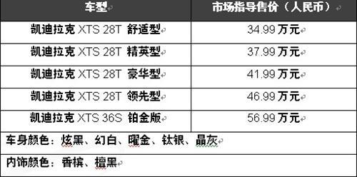国产凯迪拉克XTS正式上市 售价34.99-56.99万元 
