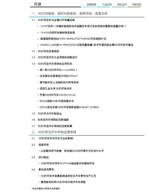 3D打印与汽车行业白皮书（上）