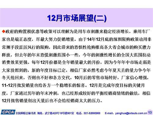 乘联会：2015年11月中国乘用车销量大涨24%