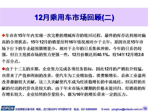 乘联会：2015年12月份乘用车市场现状及未来展望