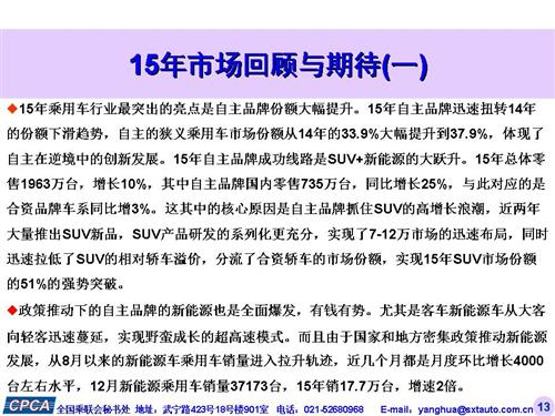 乘联会：2015年12月份乘用车市场现状及未来展望