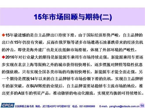 乘联会：2015年12月份乘用车市场现状及未来展望
