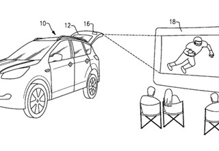 黑科技，前瞻技术，福特新专利,福特移动影院,福特投影仪,福特汽车后挡板装投影仪，汽车新技术