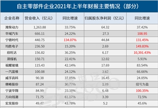 自主零部件财报,零部件企业财报