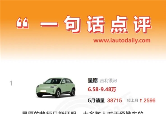 一句话点评5月纯电动车：YU7还没来，小米SU7月销都快3万辆了？