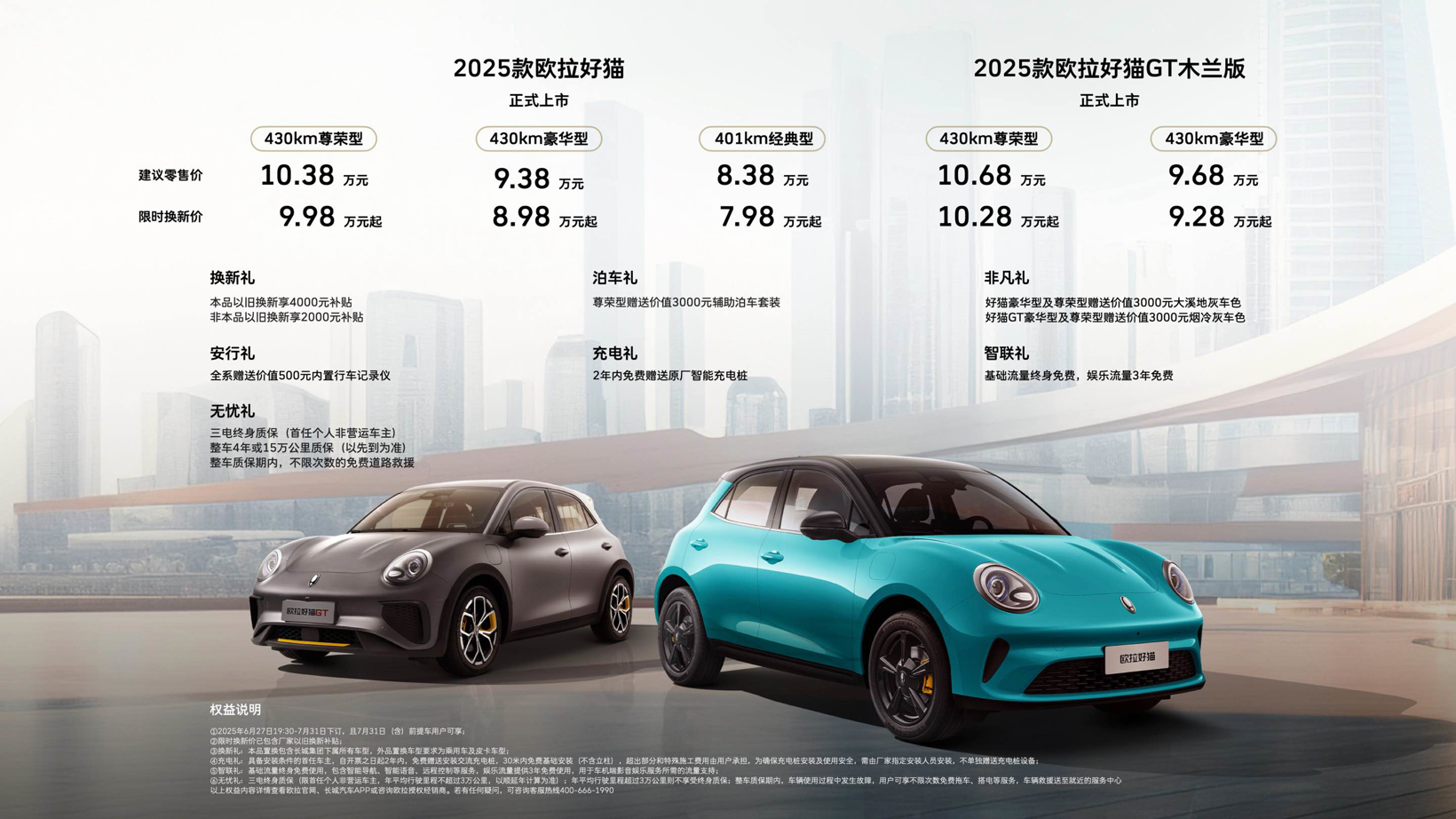 2025款欧拉好猫正式上市，8.38万起