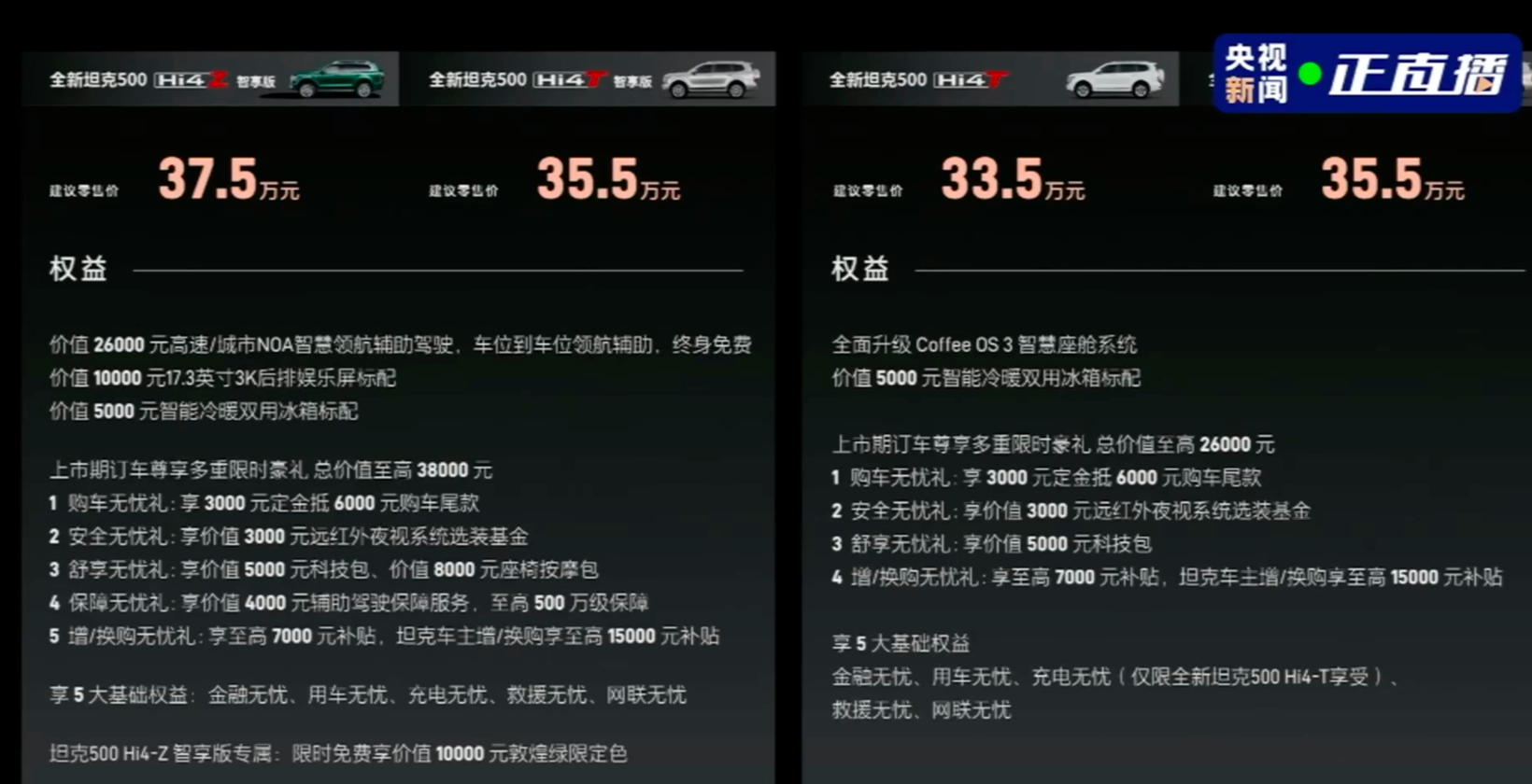全新坦克500上市，售价33.5万元起