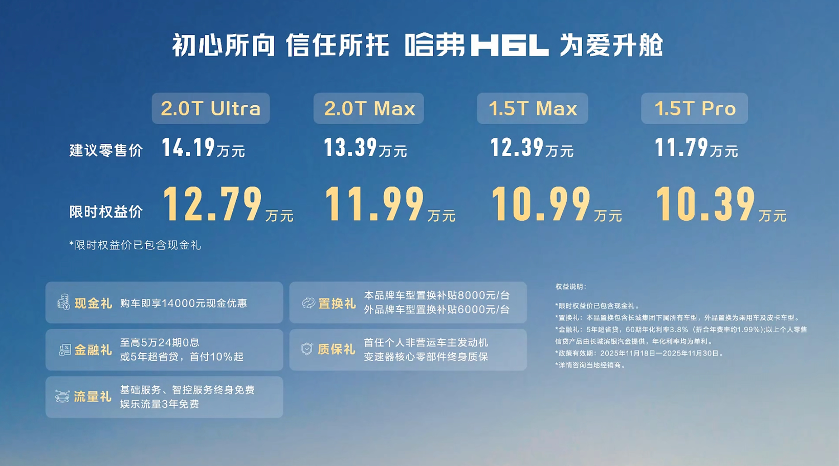 哈弗H6L上市，限时售价10.39万元起