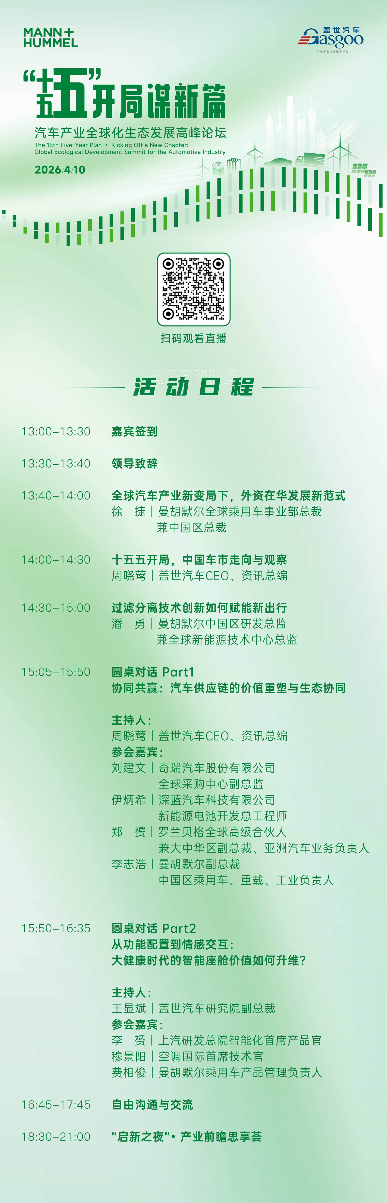 高层对话 免费报名| “十五五”开局谋新篇 · 汽车产业全球化生态发展高峰论坛