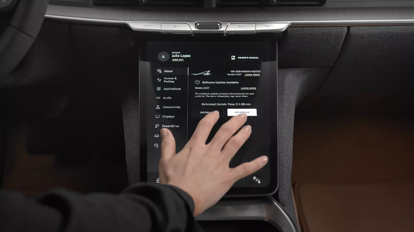 Lucid发布软件更新Lucid UX 2.0 通过OTA免费向车主提供