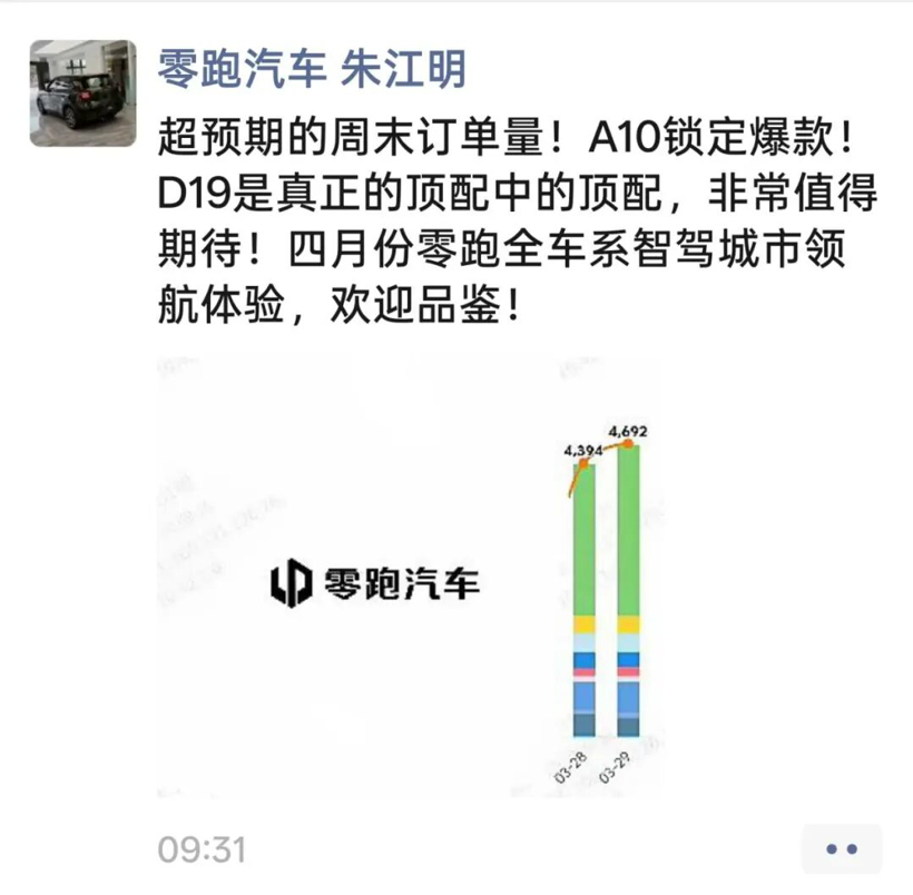 零跑上个周末杀疯了！朱江明凌晨发朋友圈：A10锁定爆款，D19真顶配