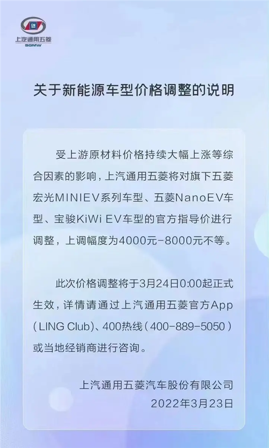 花两三万就能买一辆新能源车 宏光MINIEV涨价背后的真相