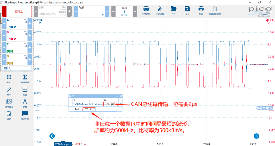 用虹科Pico汽车示波器计算CAN总线负载率