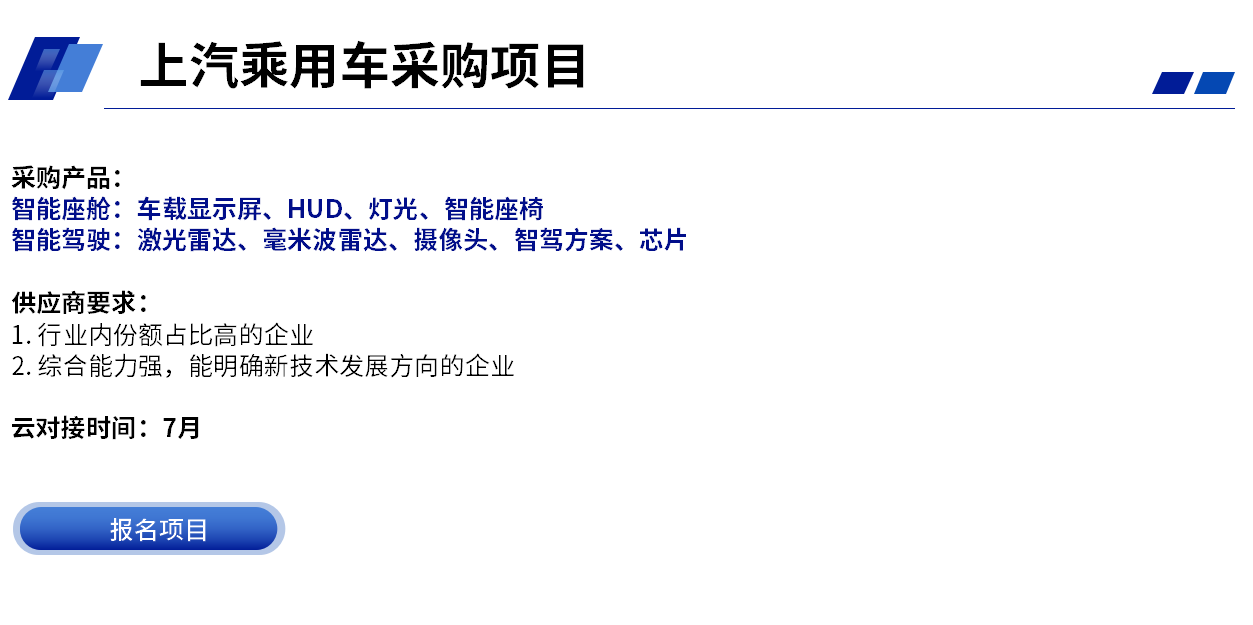 招募电池电驱、车门铰链、激光雷达等供应商