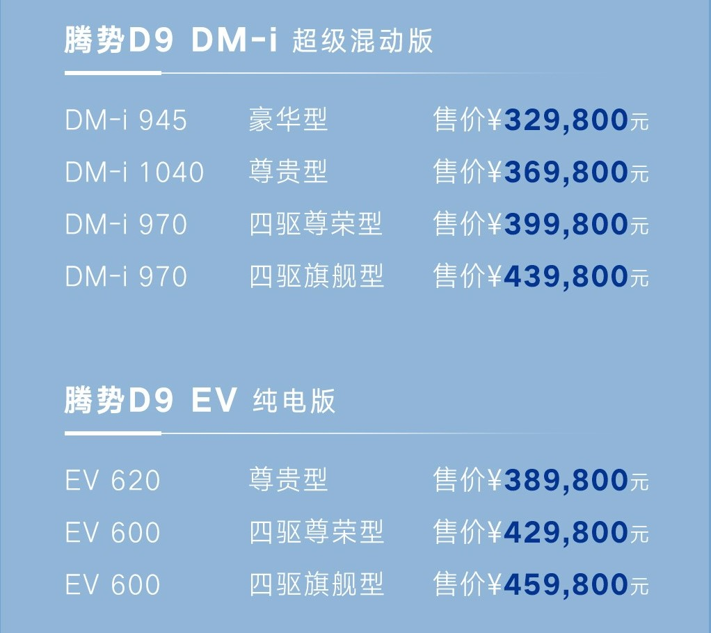 腾势D9上市，起售价32.98万元