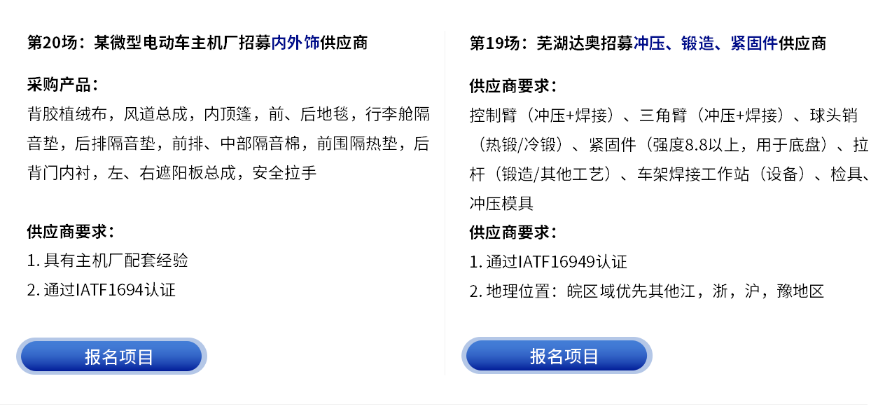 更多采购项目-云智电汽车新供应链对接会