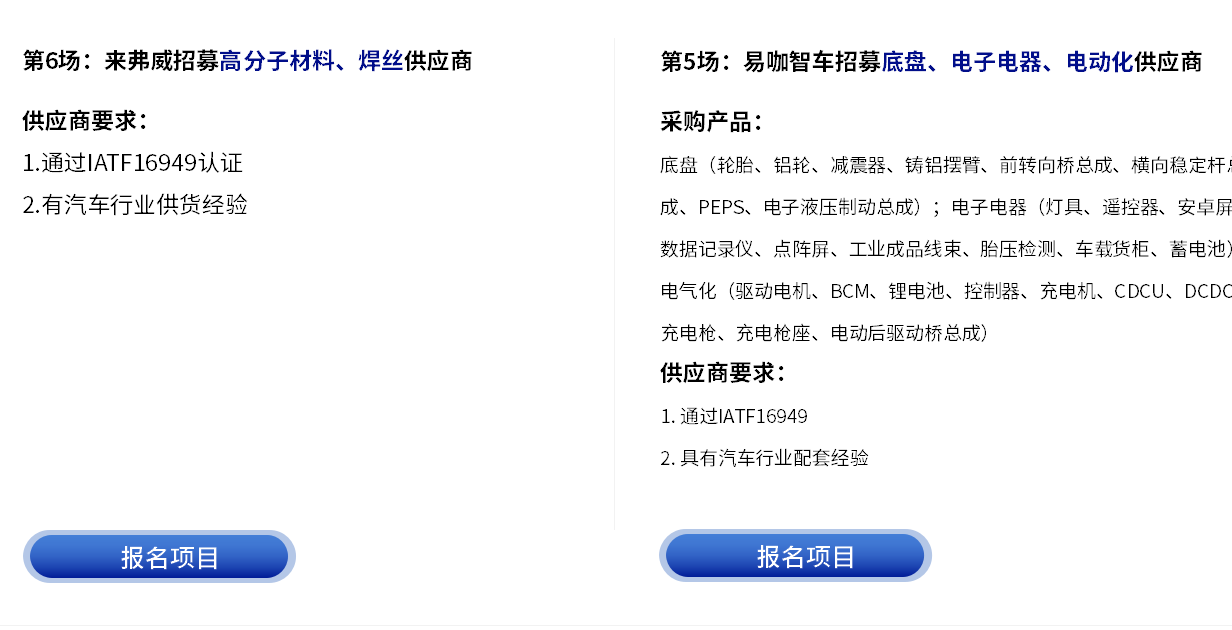 更多采购项目-云智电汽车新供应链对接会