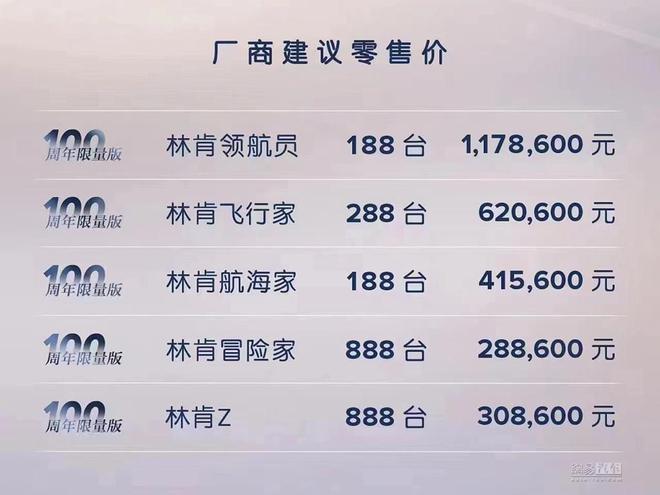 林肯全车系百周年限量版上市 电动概念车亮相
