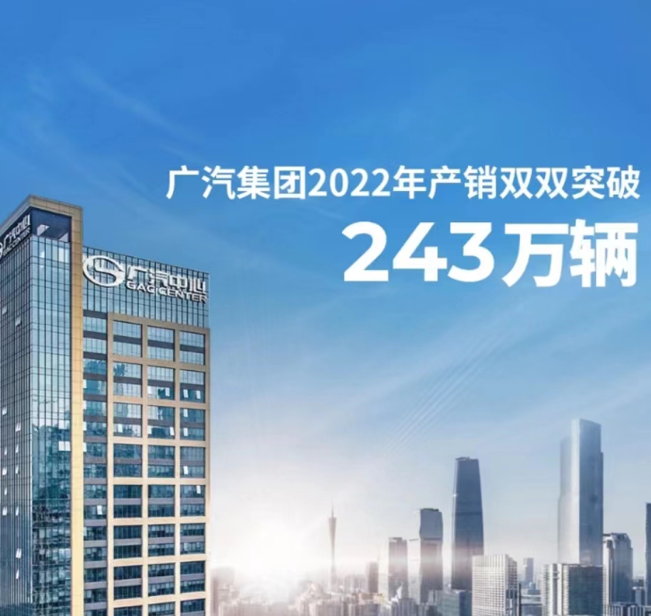 广汽集团全年销量达243万辆，同比增13.5%