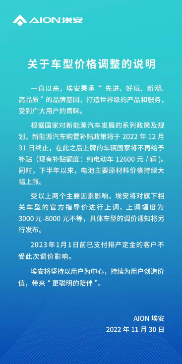 2023年第一涨！这些车企宣布价格上调