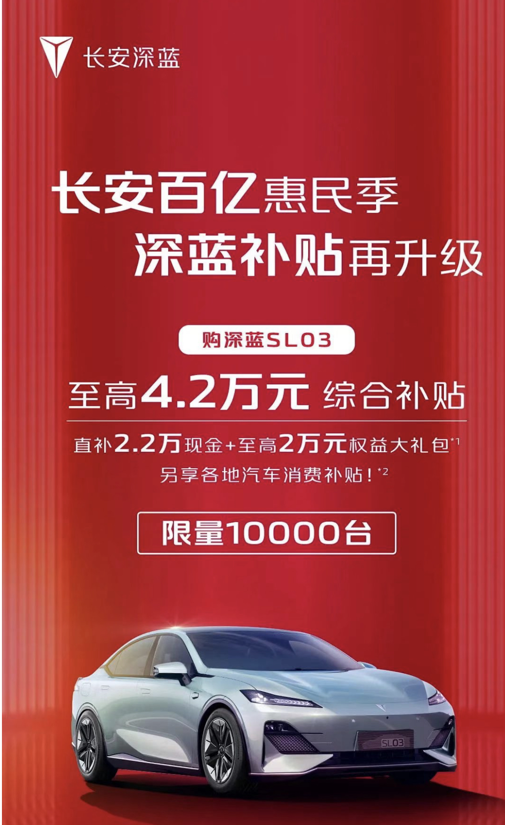 长安深蓝加入促销战，深蓝SL03至高补贴4.2万