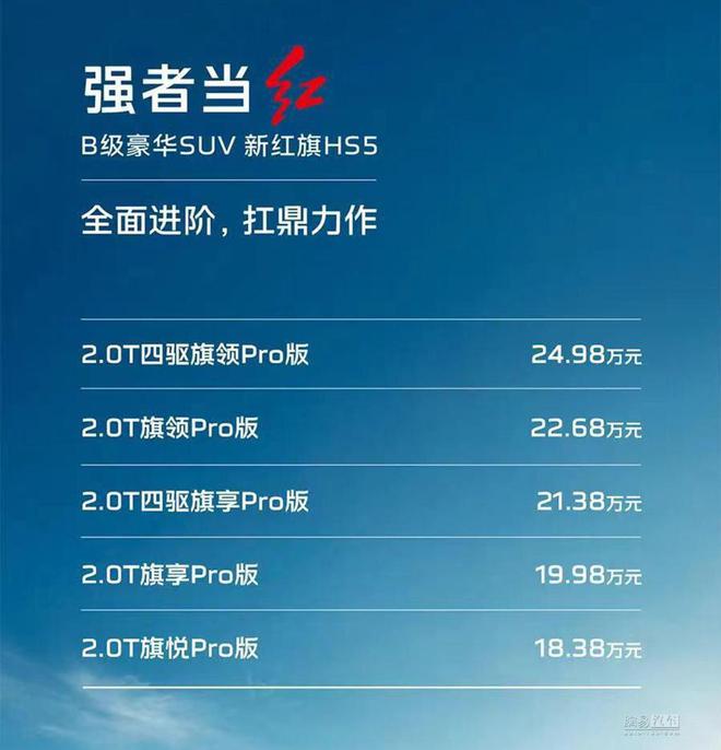 新红旗HS5售18.38-24.98万 舒适配置大升级