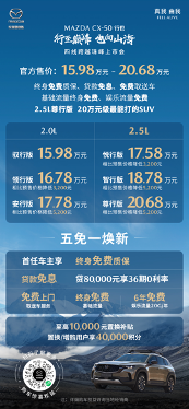 售价15.98-20.68万 长安马自达CX-50行也正式上市