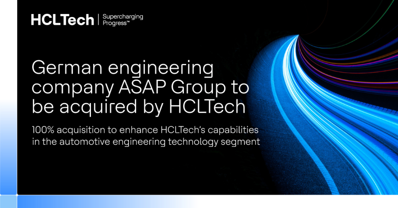 HCL收购德国自动驾驶汽车技术公司ASAP Group