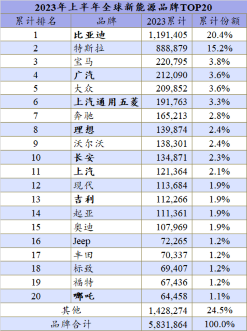 上半年全球新能源：Model Y赢了，但特斯拉输了