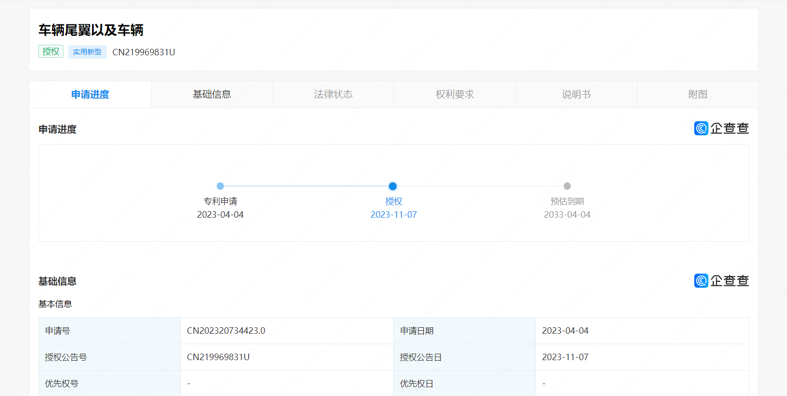 小米汽车新专利可调整尾翼角获授权